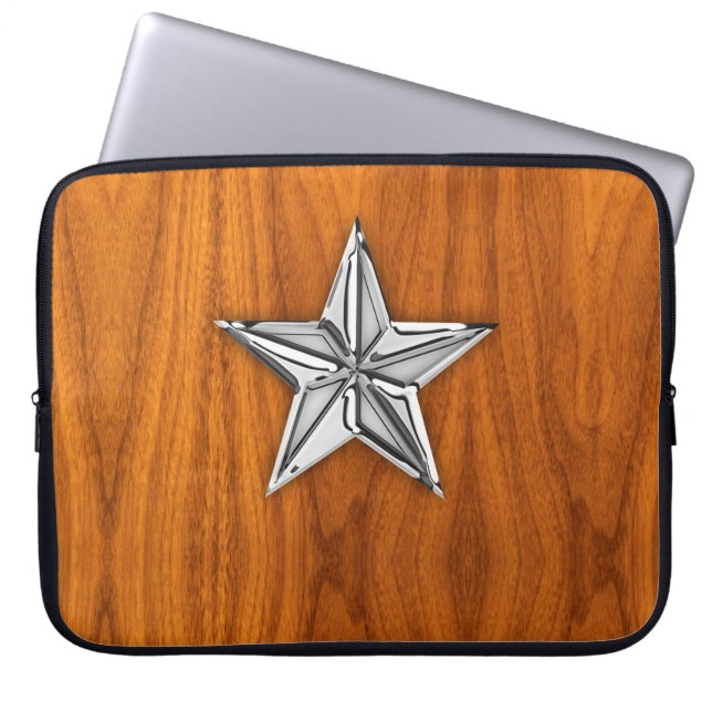 Chrome like Nautical Star on Teak Decor Laptopschutzhülle (Vorderseite)