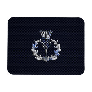 Chrome like on Carbon Fiber Print Scottish Thistle Magnet
