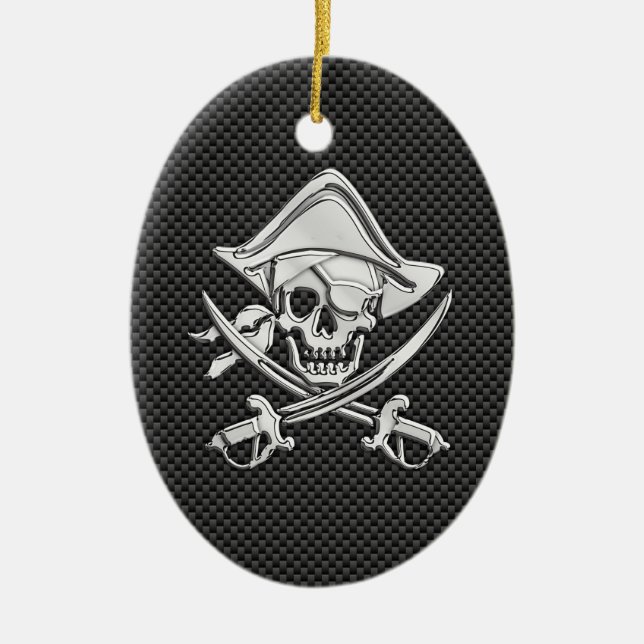 Chrome like Pirate on Black Carbon Fibre Keramikornament (Vorne)
