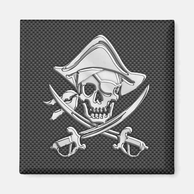 Chrome like Pirate on Black Carbon Fibre Magnet (Vorne)
