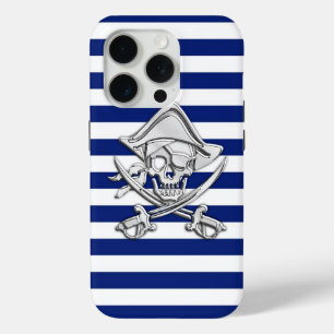 Chrome Like Pirate on Nautical Stripes Decor Case-Mate iPhone Hülle