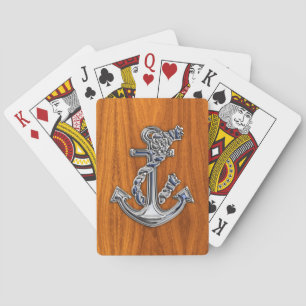 Chrome Like Rope Anchor auf Teak Veneer Style Spielkarten