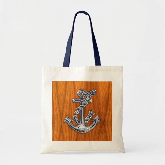 Chrome Like Rope Anchor auf Teak Veneer Style Tragetasche (Vorne)