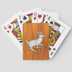 Chrome like Running Deer on Fine Teak Print Spielkarten