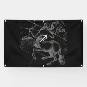 Chrome Like Sagittarius Sign auf Black Hevelius Banner