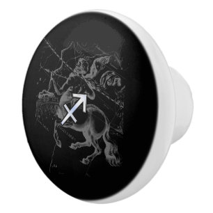Chrome Like Sagittarius Sign auf Black Hevelius Keramikknauf