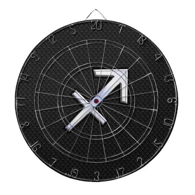 Chrome like Sagittarius Zodiac Sign auf schwarz Dartscheibe (vorne)