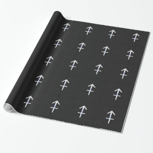 Chrome like Sagittarius Zodiac Sign auf schwarz Geschenkpapier