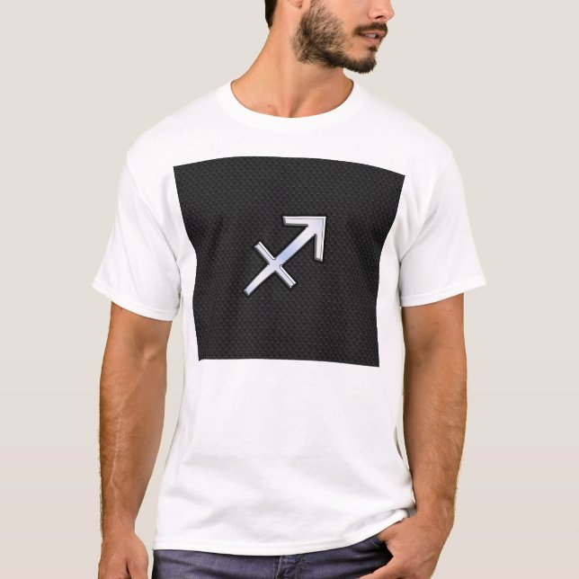 Chrome like Sagittarius Zodiac Sign auf schwarz T-Shirt (Vorderseite)