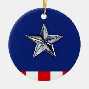 Chrome Like Star auf Festive Patriotic Colors Keramik Ornament