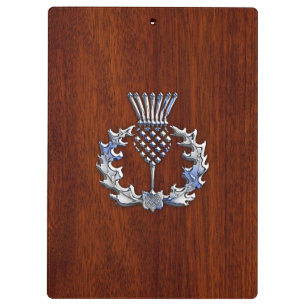 Chrome Like Thistle auf Mahogany Wood Style Klemmbrett
