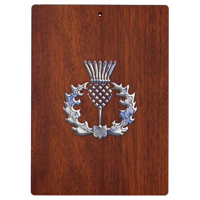 Chrome Like Thistle auf Mahogany Wood Style Klemmbrett (Rückseite)