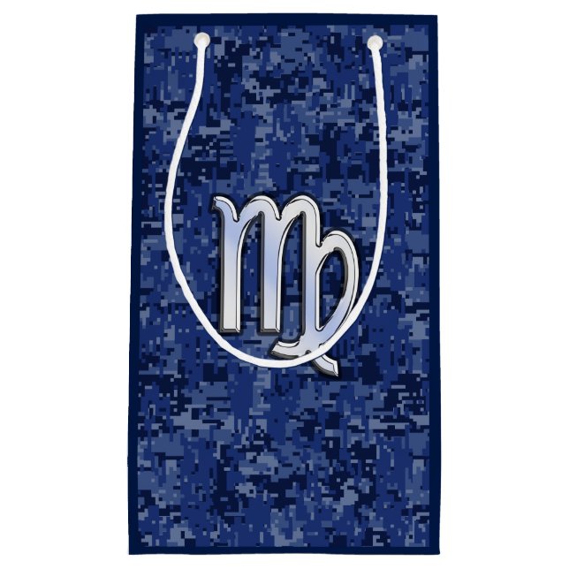 Chrome Like Virgo Zodiac Sign auf Blue Digital Cam Kleine Geschenktüte (Vorderseite)