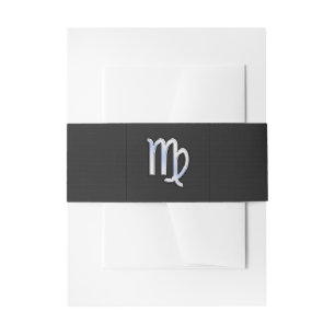 Chrome Like Virgo Zodiac Sign on Black snake skin Einladungsbanderole