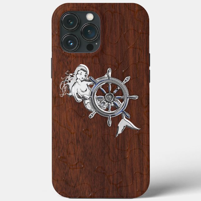 Chrome Mermaid auf Wet Mahogany Print Case-Mate iPhone Hülle (Rückseite)