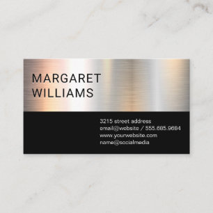 Chrome Metallischer Schwarzer Farbblock Visitenkarte