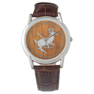 Chrome mit Dealer auf Fine Teak Print Armbanduhr