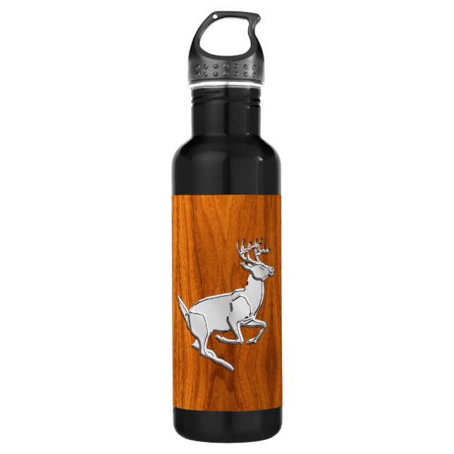 Chrome mit Dealer auf Fine Teak Print Edelstahlflasche (Vorderseite)