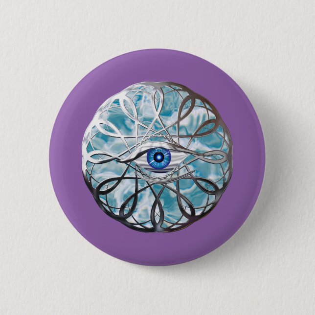 Chrome Mystical Eye Design Button (Vorderseite)