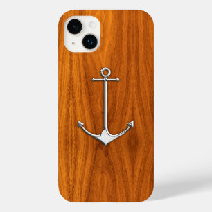 Chrome Nautical Anchor auf Teak Wood Print Case-Mate iPhone 14 Plus Hülle