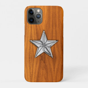 Chrome Nautical Star auf Teak Veneer Print Case-Mate iPhone Hülle