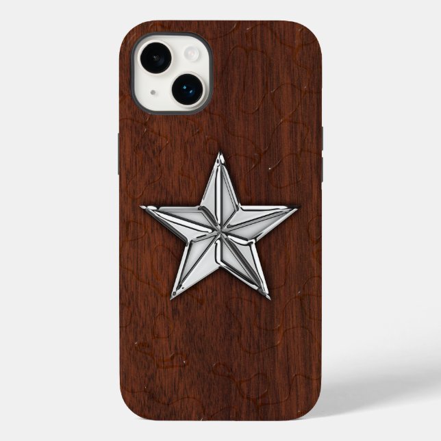 Chrome Nautical Star auf Wet Mahogany Print title_seo2 (Rückseite)