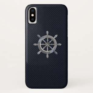 Chrome Nautical Wheel on Carbon Fibre Print Case-Mate iPhone Hülle