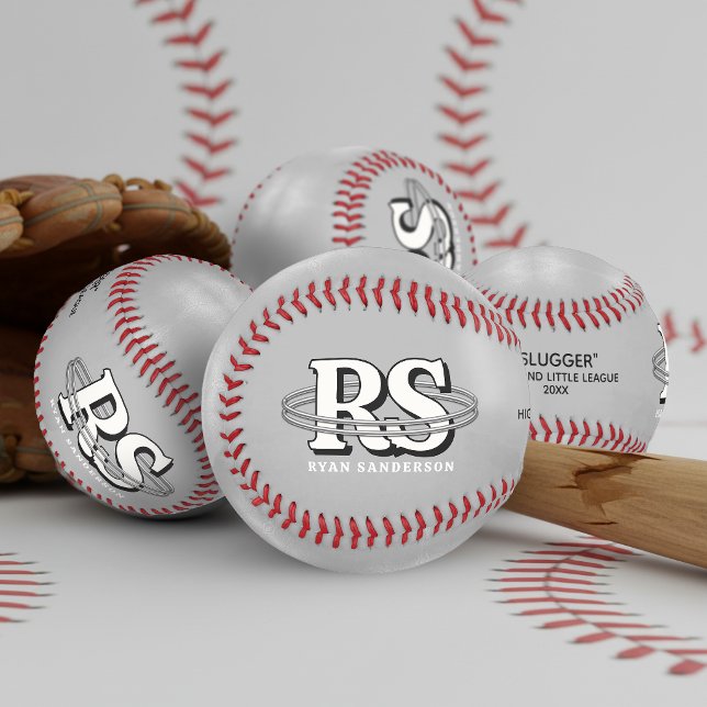 Chrome-Orbit-Monogramm Anfangsbuchstaben in jeder  Baseball (Von Creator hochgeladen)