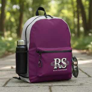 Chrome Orbit Monogramm Anfangsbuchstaben in jeder Bedruckter Rucksack