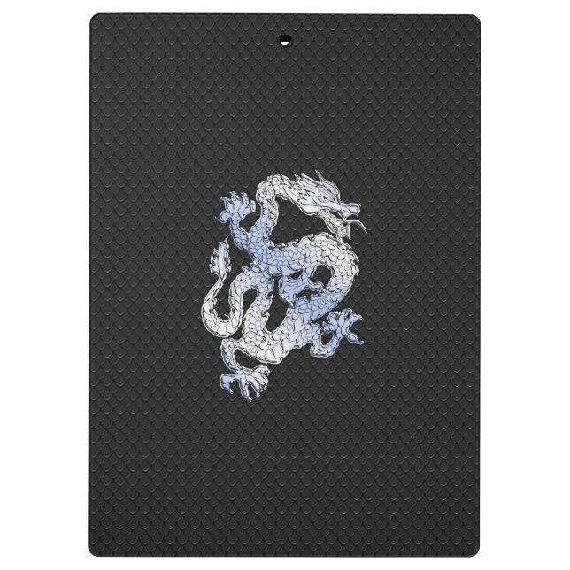 Chrome orient Style Dragon Black Snake Skin Print Klemmbrett (Rückseite)