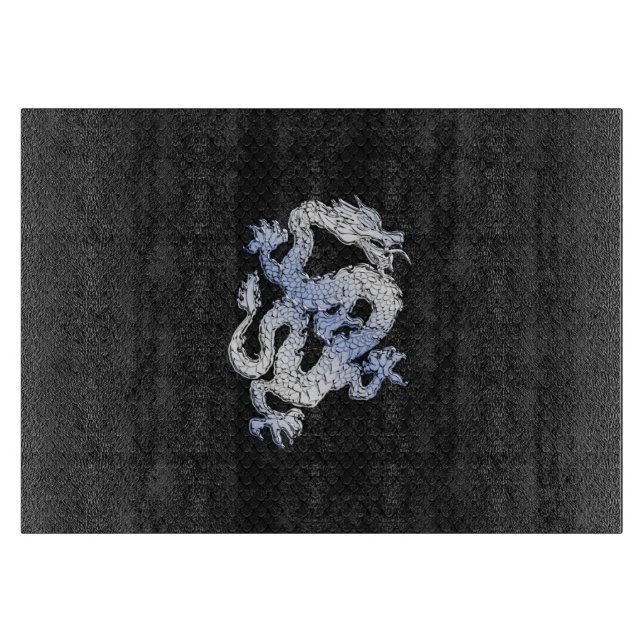 Chrome orient Style Dragon Black Snake Skin Print Schneidebrett (Vorderseite)