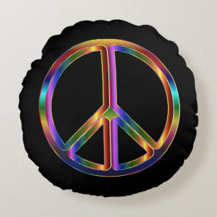 Chrome Peace Sign Rundes Kissen