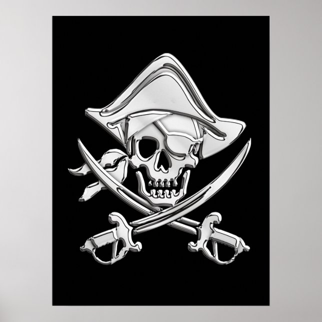 Chrome Pirate Skull Poster (Vorne)