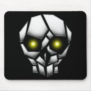 Chrome Plumpsschädel mit leuchtenden Augen Mousepad