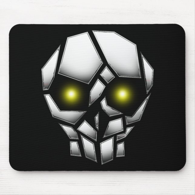 Chrome Plumpsschädel mit leuchtenden Augen Mousepad (Vorne)