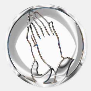 CHROME PRAYING HÄNDE RUNDER AUFKLEBER