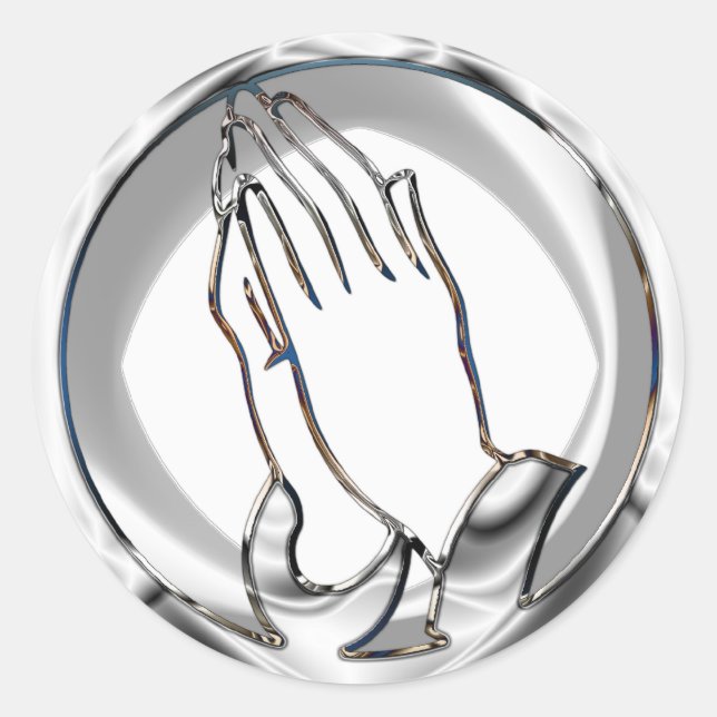 CHROME PRAYING HÄNDE RUNDER AUFKLEBER (Vorderseite)