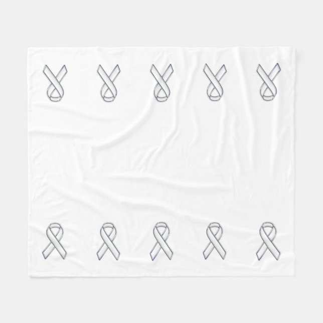 Chrome Print Belted White Ribbon Awareness Fleecedecke (Vorderseite (Horizontal))