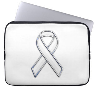Chrome Print Belted White Ribbon Awareness Laptopschutzhülle