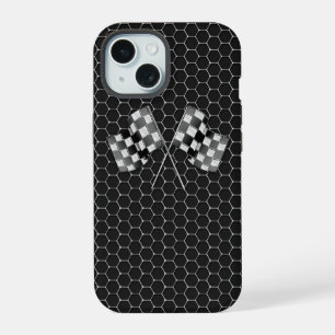Chrome Racing Flags auf Honeycombs iPhone 15 Hülle