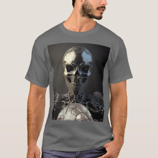 Chrome Robot Soccer Skull - Soccer T - Shirt