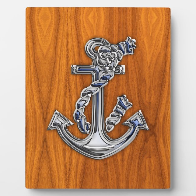 Chrome Rope Anchor auf Teak Veneer Fotoplatte (Vorderseite)