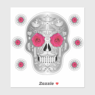 Chrome (Rosa Rose) Calavera Sticker