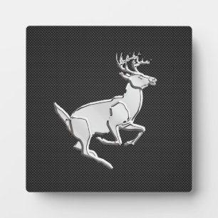 Chrome Running Deer on Carbon Fiber Decor Fotoplatte