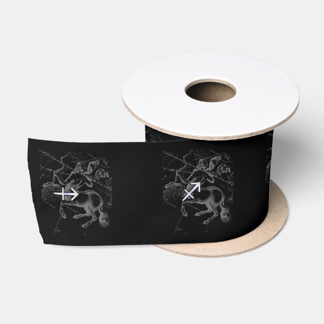 Chrome Sagittarius Zodiac Sign auf Hevelius Decor Satinband (Spule)