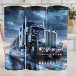 Chrome Semi Truck Rain Storm Thermosbecher