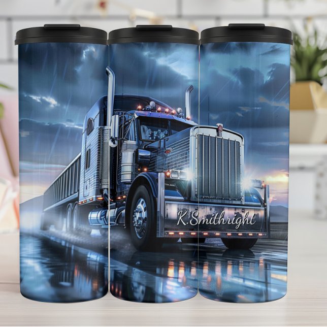 Chrome Semi Truck Rain Storm Thermosbecher (Von Creator hochgeladen)