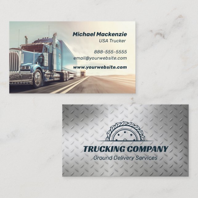 Chrome Semi Trucker Business Card Visitenkarte (Vorne/Hinten)