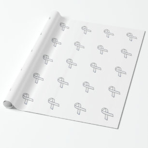 Chrome Silver Print Belted White Ribbon Awareness Geschenkpapier