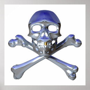 Chrome skull and crossbones poster